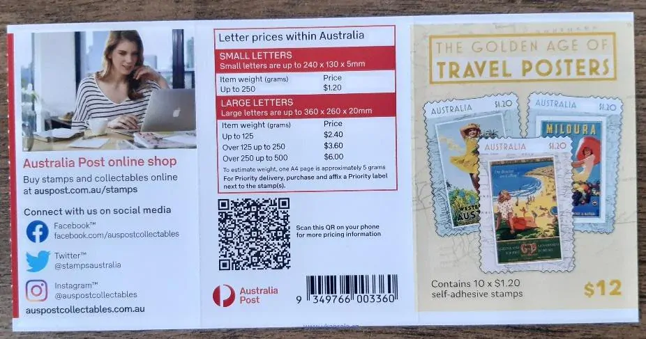 Austrálie ** známkový sešitek,historické plakáty,r.2023