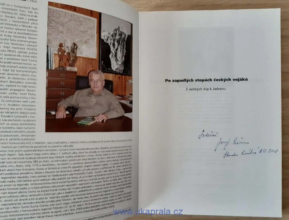 Jozef Vričan, Po zapadlých stopách českých vojáků, s podpisem autora
