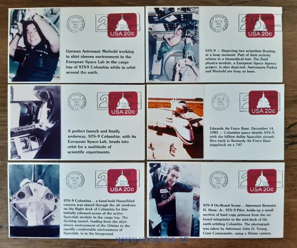 NASA, sada 15ks obálek s fotografiemi z mise STS9 Columbia, r. 1983
