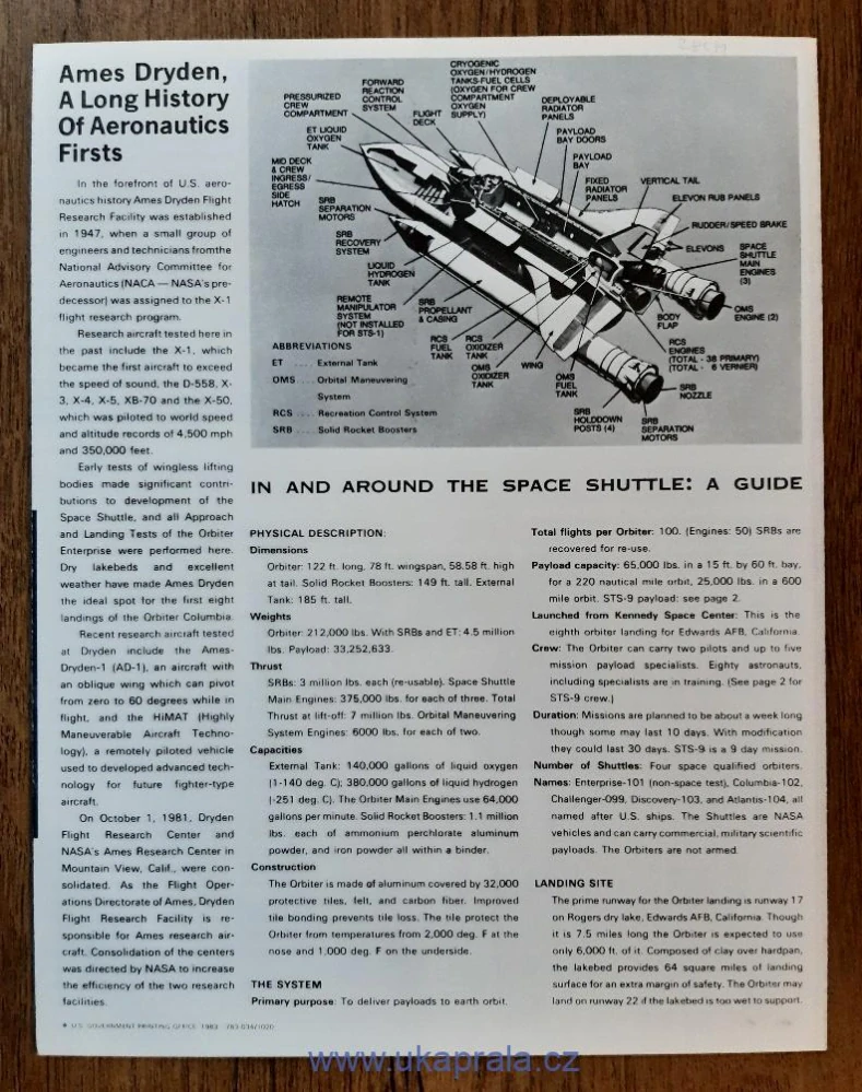 Originální prospekt NASA "X-Press" k misi STS 9 raketoplánu Columbia, r. 1983