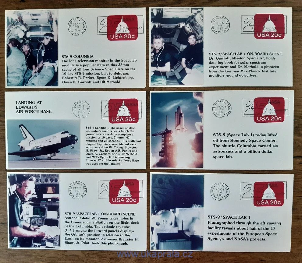 NASA, sada 15ks obálek s fotografiemi z mise STS9 Columbia, r. 1983