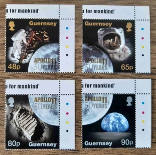 GUERNSEY ** 1737/40, Apollo 11, 50. výročí, r. 2019