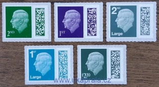 Velká Británie ** 5167/71 výplatní "hlavičky" Karel III., r.2023