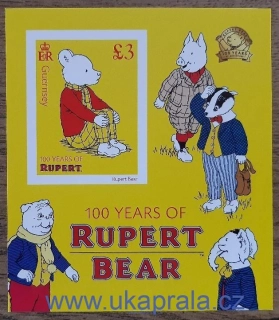 GUERNSEY ** aršík Bl 101, NEZOUBKOVANÝ, medvídek Rupert, r. 2020