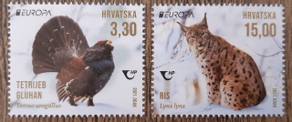 Chorvatsko ** 1518/9 EUROPA r. 2021, rys ostrovid, tetřev hlušec