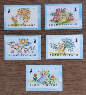 FINSKO ** 2839/43 gratulační, jaro, flóra r.2023