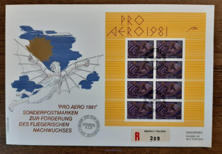 Švýcarsko FDC s PL1196 "PRO AERO 1981"