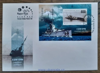 MAĎARSKO FDC aršík Bl 415A, 100 let od potopení SMS Szent István, r. 2018
