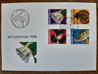 Švýcarsko FDC 1663/6 "Pro Juventute 1998", vánoční, vodní fauna