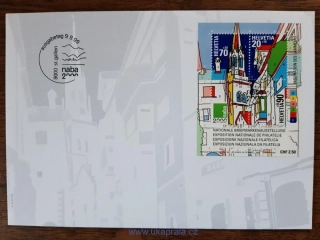 Švýcarsko FDC aršík Bl 29, fil. výstava NABA 2000, r. 1999
