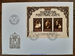 Lichtenštejnsko FDC aršík Bl 11, kníže FJ II. , r. 1981