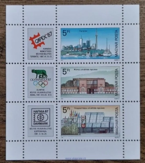 Maďarsko ** aršík Bl 189A, filatelistické výstavy, r. 1987