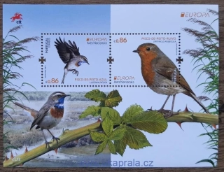 PORTUGALSKO ** aršík Bl 444 EUROPA, fauna, ptáci, r. 2019