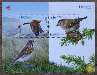 AZORY, PORTUGALSKO ** aršík Bl68 EUROPA, fauna, ptáci, r. 2019