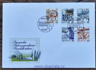 ŠVÝCARSKO FDC 1340/4 A pošta, doprava, r. 1987