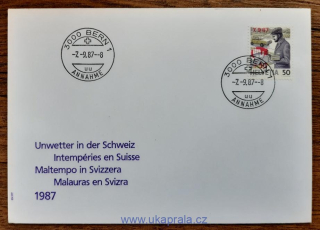 ŠVÝCARSKO FDC 1358 příplatková, přítisk, r. 1987