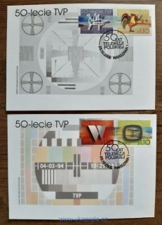 POLSKO FDC 4002/5, 50 let polské televize, r. 2002