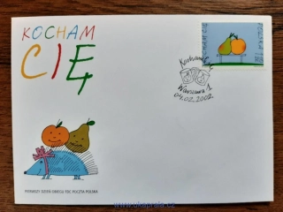 POLSKO FDC 3951 gratulační, Valentýn, r. 2002