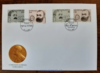 Švýcarsko, Švédsko FDC 1623/4, 2025/6 A. Nobel, r. 1997