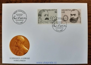 Švýcarsko FDC 1623/4, A. Nobel, r. 1997