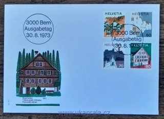 ŠVÝCARSKO FDC 1009/12, výplatní, krajiny, r. 1973