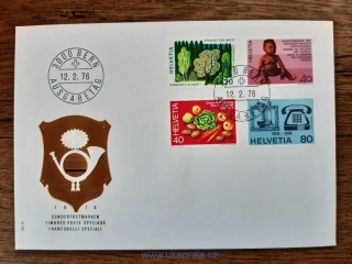 ŠVÝCARSKO FDC 1069/72, výročí, r. 1976