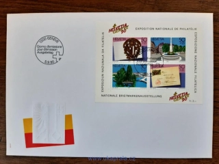 Švýcarsko FDC aršík Bl 26, fil. výstava Helvetia, r. 1990