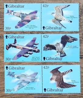 GIBRALTAR ** 939/944 vojenská letadla a dravci II, r. 2000