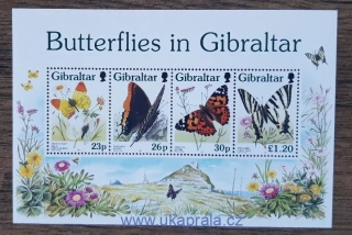 GIBRALTAR ** aršík Bl 28, motýli, r. 1997