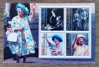 GIBRALTAR ** aršík Bl 42, 100. narozeniny královny matky, r. 2000