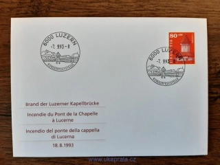 ŠVÝCARSKO FDC 1511 most v Luzernu, r. 1993