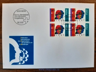 ŠVÝCARSKO FDC 1495 4blok, výročí, FIOM, r. 1993
