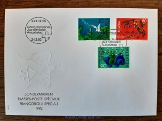 ŠVÝCARSKO FDC 1465/7, různá výročí, r. 1992