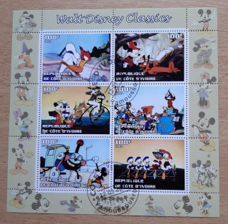 Pobřeží slonoviny raz. aršík, Walt Disney, kreslené postvičky, r. 2003