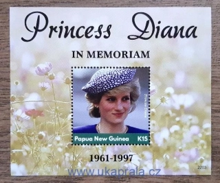 PAPUA NEW GUINEA ** aršík, princezna Diana, In Memoriam, r. 2022