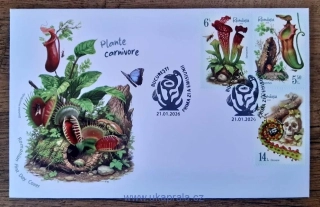 RUMUNSKO FDC Carnivorous Plants, masožravé rostliny, hmyz, NOVINKA R. 2026