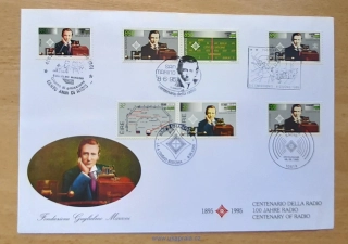 FDC společné vydání k 100. výročí rádia, G. Marconi, r. 1995
