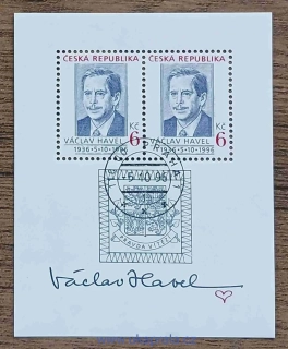 ČR raz. aršík A124, 60. nar. Václava Havla, r. 1996