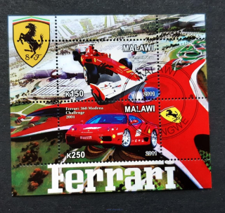 Malawi, aršík raz. automobily, Ferrari, závody, r. 2001