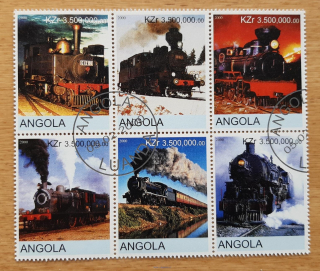 Angola raz. 6blok, parní lokomotivy, r. 2000