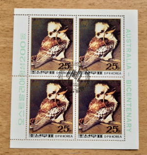 Severní Korea raz. 2942, 4blok, Kookaburra, výročí kolonizace Austrálie, r. 1988