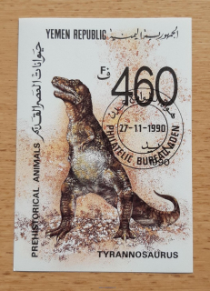 Yemen Republic raz. aršík Bl 4, Tyrannosaurus, r. 1990
